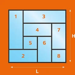 MySystem Verrière<Verrière ArtDéco 8 - L x H : 150 x 170 cm - Laqué effet rouille granité - vitrages inclus
