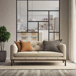 MySystem Verrière<Verrière ArtDéco 8 - L x H : 170 x 170 cm - Laqué noir 9005 granité - vitrages inclus