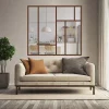 MySystem Verrière<Verrière ArtDéco 7 - L x H : 150 x 150 cm - Laqué effet rouille granité - vitrages inclus