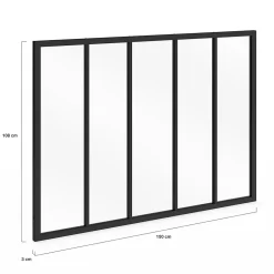 IDMarket Verrière<Verrière atelier 5 vitrages L. 150 x H.108 cm en métal noir et verre trempé