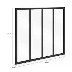 IDMarket Verrière<Verrière atelier 4 vitrages L. 116 x H.108 cm en métal noir et verre trempé