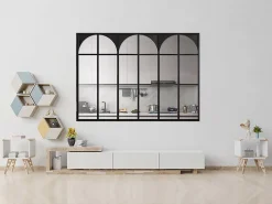 Vente-unique Verrière atelier art déco en aluminium thermolaqué 180x130 cm - Noir - ARCADEA- Verrière