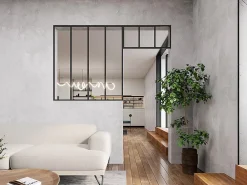 Vente-unique Verrière<Verrière atelier avec imposte en aluminium thermolaqué - L120 x H130 + L83 x H40 cm - Noir - BAYVIEW