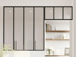 Vente-unique Verrière<Verrière atelier avec imposte en aluminium thermolaqué - L120 x H130 + L83 x H40 cm - Noir - BAYVIEW