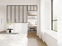 Vente-unique Verrière<Verrière atelier avec imposte en aluminium thermolaqué - L150 x H130 + L73 x H40 cm - Noir - BAYVIEW