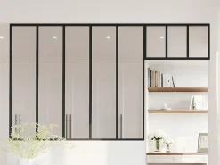 Vente-unique Verrière<Verrière atelier avec imposte en aluminium thermolaqué - L150 x H130 + L73 x H40 cm - Noir - BAYVIEW