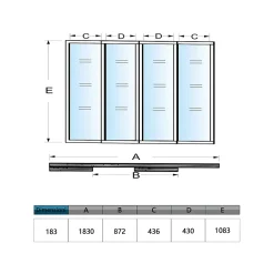 AICA Sanitaire Verrière Atelier Coulissante en Aluminium Noir- L183xH108cm,4 Panneaux en 4mm Verre Trempé,Séparation Élégante Cuisine/Salon- Verrière