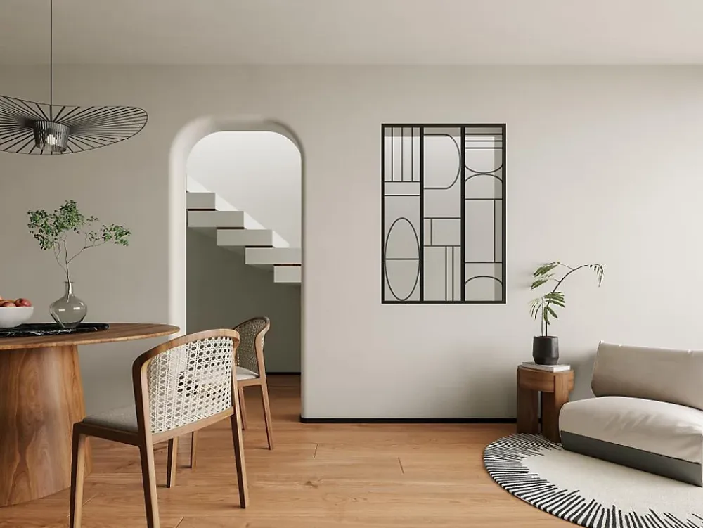 Vente-unique Verrière<Verrière atelier en aluminium thermolaqué style art déco - 90x130 cm - Noir - COUBARTA