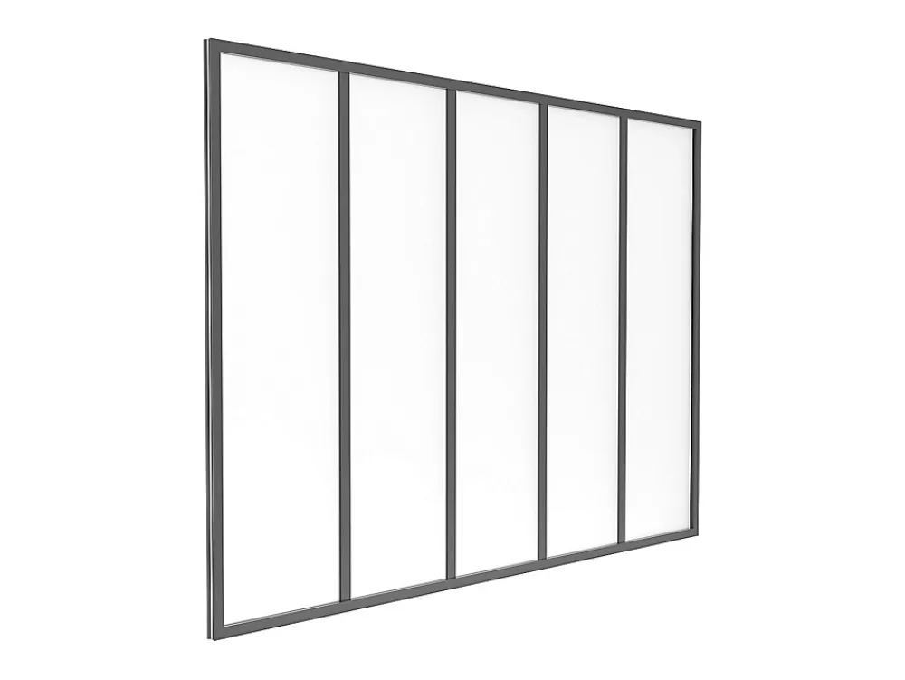 Vente-unique Verrière<Verrière atelier en aluminium thermolaqué et verre dépoli - 150x105 cm - Noir - BAYVIEW