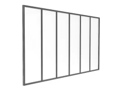Vente-unique Verrière atelier en aluminium thermolaqué et verre dépoli - 180x105 cm - Noir - BAYVIEW- Verrière