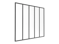 Vente-unique Verrière<Verrière atelier en aluminium thermolaqué et verre dépoli - 150 x 130 cm - Noir - BAYVIEW