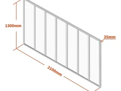Vente-unique Verrière atelier en aluminium thermolaqué - 210x130 cm - Blanc - BAYVIEW- Verrière
