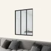 AICA Sanitaire Verrière atelier en aluminium thermolaqué et 4mm verre trempé - L.93 x H.108 cm - Noir - Luminosité Maximale- Verrière