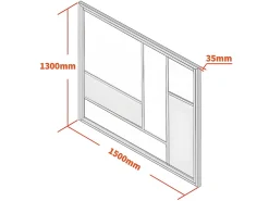 Vente-unique Verrière<Verrière atelier en aluminium thermolaqué avec miroirs 150x130 cm - Noir - ELEXIA