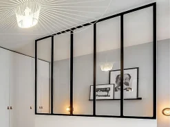 Vente-unique Verrière<Verrière atelier en aluminium thermolaqué et verre dépoli - 180 x 130 cm - Noir - BAYVIEW