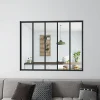 AICA Sanitaire Verrière Atelier en aluminium noir mat - 153x108cm - Noir -5 Vitrages Clairs- Verrière