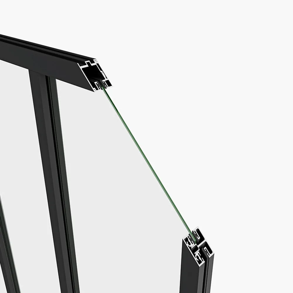 AICA Sanitaire Verrière Atelier en aluminium noir mat - 153x108cm - Noir -5 Vitrages Clairs- Verrière
