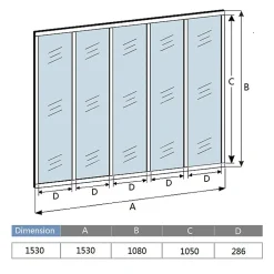 AICA Sanitaire Verrière Atelier en aluminium noir mat - 153x108cm - Noir -5 Vitrages Clairs- Verrière