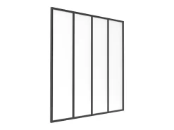 Vente-unique Verrière atelier en aluminium thermolaqué et verre dépoli - 120 x 130 cm - Noir - BAYVIEW- Verrière