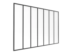 Vente-unique Verrière atelier en aluminium thermolaqué et verre dépoli - 210 x 130 cm - Noir - BAYVIEW- Verrière