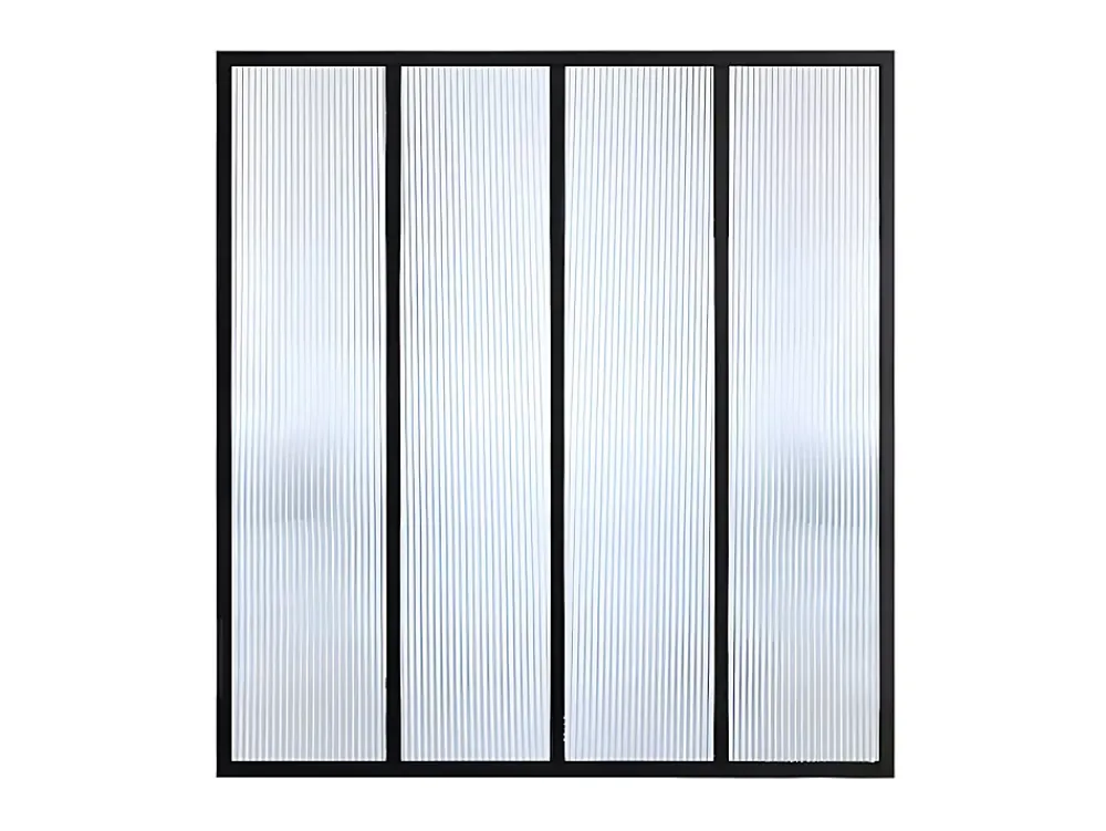 Vente-unique Verrière<Verrière atelier en aluminium thermolaqué et verre trempé texturé 120x105 cm - Noir - VIETRA