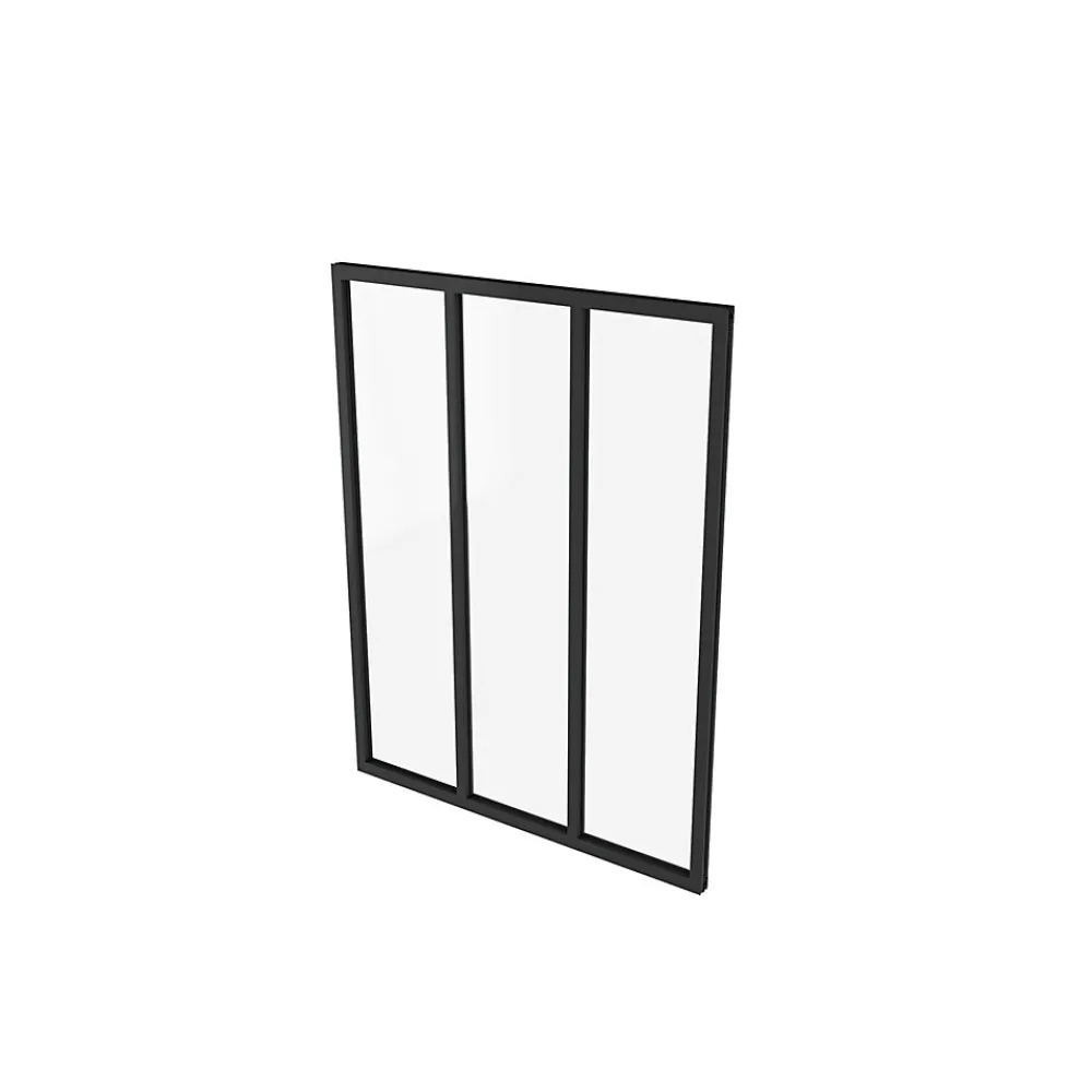 AICA Sanitaire Verrière<Verrière Atelier fixe - L.93 x H.108cm - aluminium noir mat - 3 carreaux, vitrage trempé 4mm