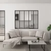 AICA Sanitaire Verrière Atelier Fixe en Alu Noir L.153 x H.108 cm - 4mm Verre trempé - Luminosité Maximale et Sécurité- Verrière