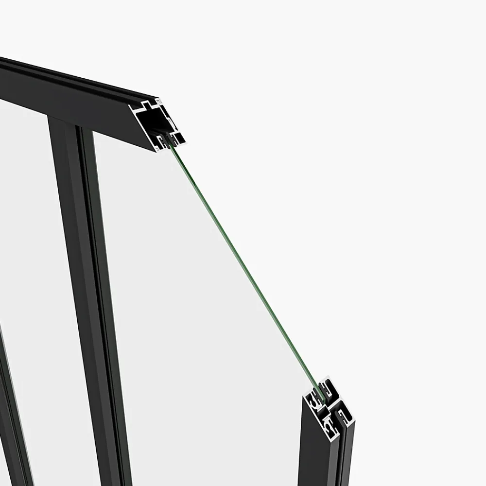 AICA Sanitaire Verrière Atelier Fixe en Alu Noir L.153 x H.108 cm - 4mm Verre trempé - Luminosité Maximale et Sécurité- Verrière