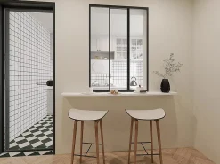 Vente-unique Verrière coulissante en aluminium thermolaqué noir 90 x 130 cm - RAVENA- Verrière