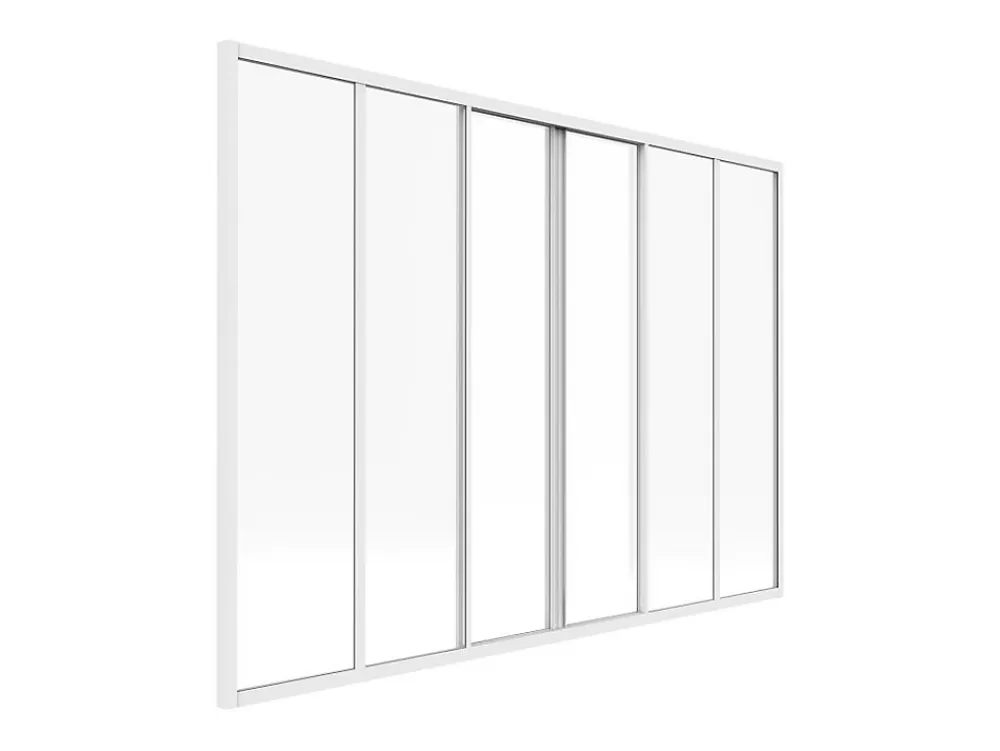 Vente-unique Verrière coulissante en aluminium thermolaqué blanc 180x130 cm - RAVENA- Verrière