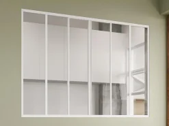 Vente-unique Verrière coulissante en aluminium thermolaqué blanc 180x130 cm - RAVENA- Verrière