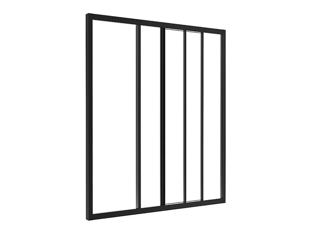 Vente-unique Verrière<Verrière coulissante en aluminium thermolaqué noir 90 x105 cm - RAVENA