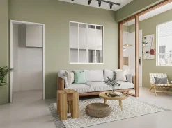 Vente-unique Verrière<Verrière coulissante en aluminium thermolaqué blanc 120x130 cm - RAVENA