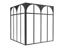 Vente-unique Verrière d'angle d'atelier art déco en aluminium thermolaqué - L120 x L120 x H130 - Noir - ARCADEA- Verrière