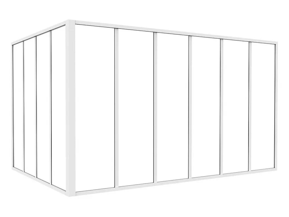 Vente-unique Verrière d'angle d'atelier en aluminium thermolaqué - L180 x L120 x H105 - Blanc - BAYVIEW- Verrière