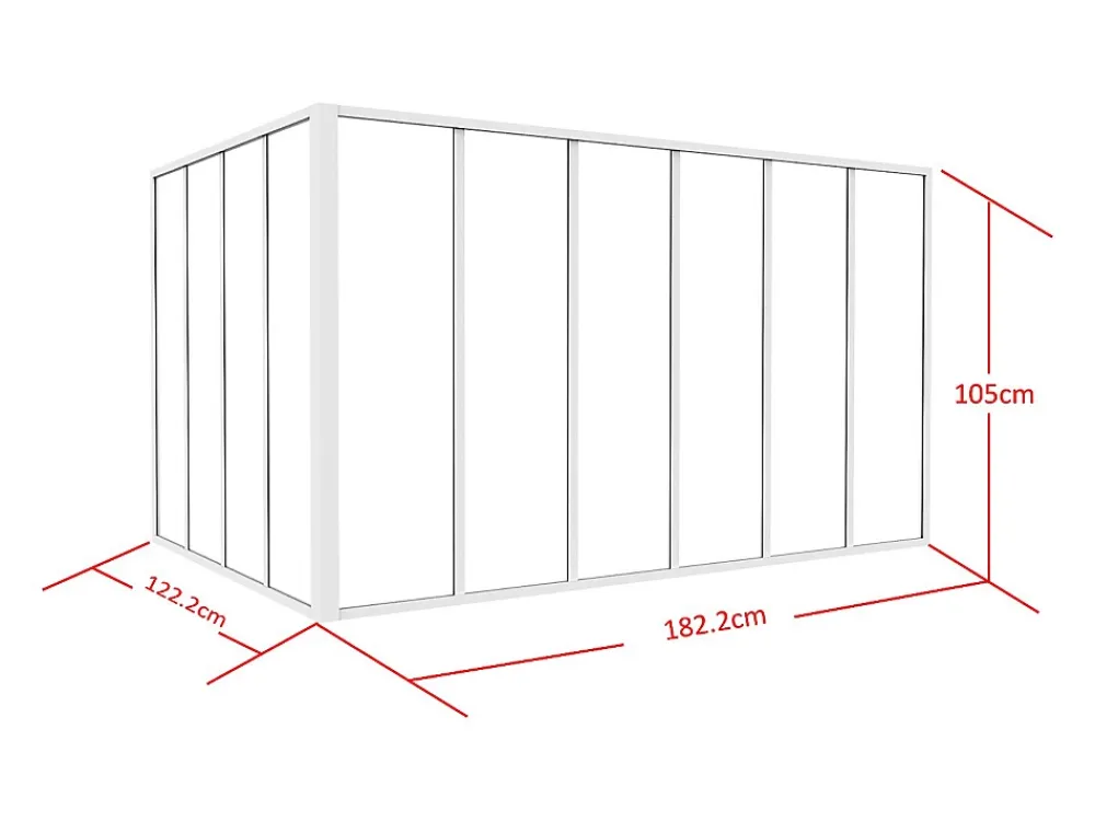Vente-unique Verrière d'angle d'atelier en aluminium thermolaqué - L180 x L120 x H105 - Blanc - BAYVIEW- Verrière