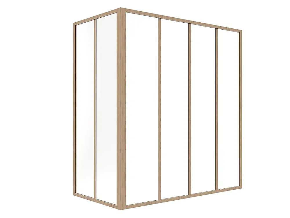 Vente-unique Verrière d'angle d'atelier en aluminium thermolaqué - L120 x L60 x H130 - Naturel clair - BAYVIEW- Verrière