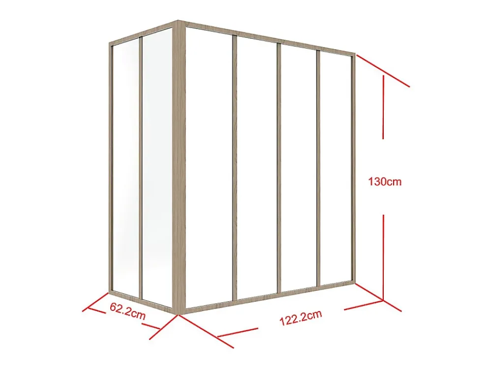 Vente-unique Verrière d'angle d'atelier en aluminium thermolaqué - L120 x L60 x H130 - Naturel clair - BAYVIEW- Verrière