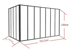 Vente-unique Verrière<Verrière d'angle d'atelier en aluminium thermolaqué - L210 x L120 x H130 - Noir - BAYVIEW