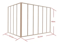 Vente-unique Verrière d'angle d'atelier en aluminium thermolaqué - L180 x L120 x H130 - Naturel clair - BAYVIEW- Verrière
