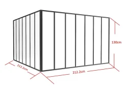 Vente-unique Verrière d'angle d'atelier en aluminium thermolaqué - L210 x L210 x H130 - Noir - BAYVIEW- Verrière