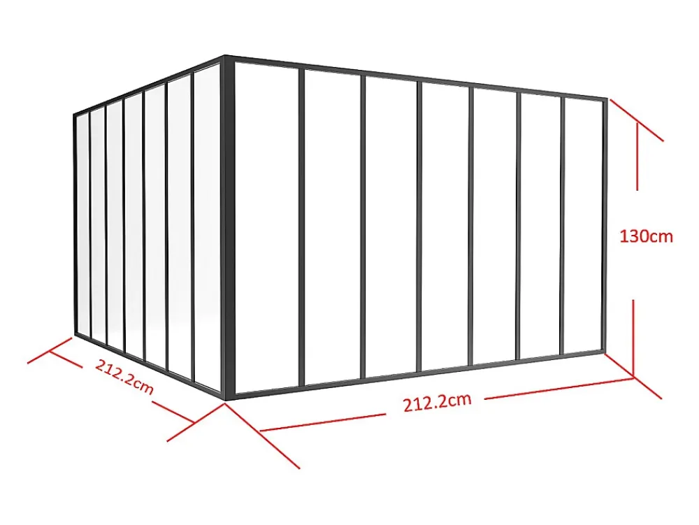 Vente-unique Verrière d'angle d'atelier en aluminium thermolaqué - L210 x L210 x H130 - Noir - BAYVIEW- Verrière
