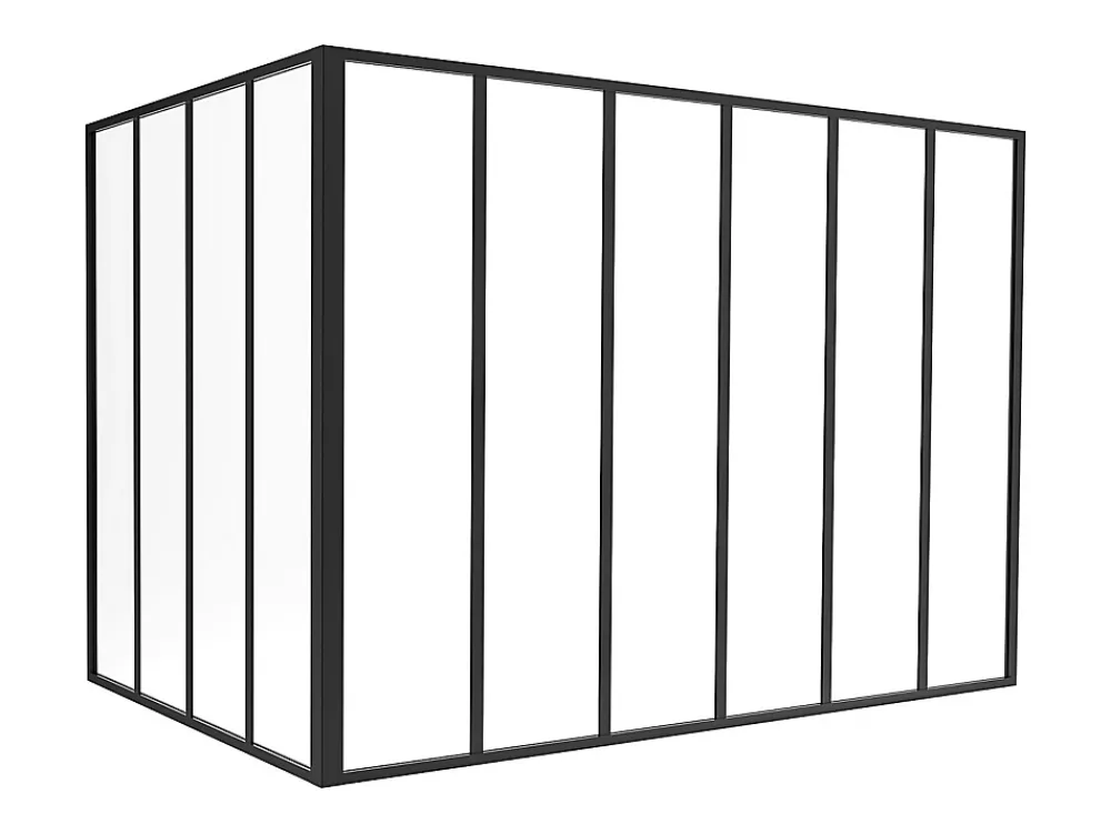 Vente-unique Verrière<Verrière d'angle d'atelier en aluminium thermolaqué - L180 x L120 x H130 - Noir - BAYVIEW