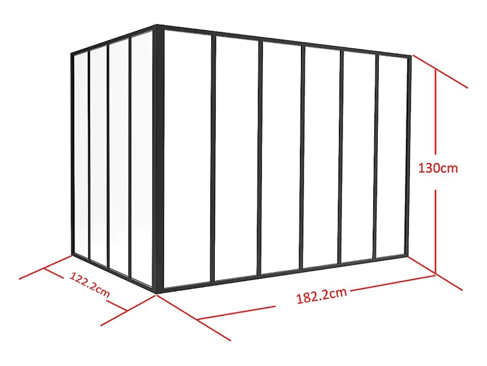 Vente-unique Verrière<Verrière d'angle d'atelier en aluminium thermolaqué - L180 x L120 x H130 - Noir - BAYVIEW