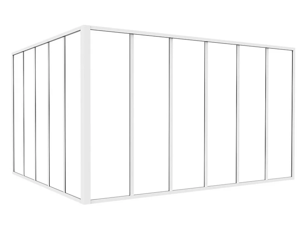 Vente-unique Verrière d'angle d'atelier en aluminium thermolaqué - L180 x L150 x H105 - Blanc - BAYVIEW- Verrière