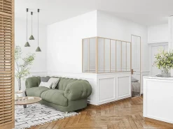 Vente-unique Verrière d'angle d'atelier en aluminium thermolaqué - L180 x L60 x H105 - Naturel clair - BAYVIEW- Verrière