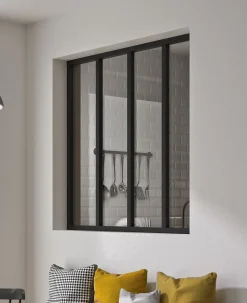 Optimum Verrière en aluminium noir 4 carreaux H.110 x 123,2 cm- Verrière