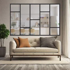 MySystem Verrière<Verrière Loft 5 sections - L x H : 160 x 150 cm - Laqué noir 9005 granité - vitrages inclus