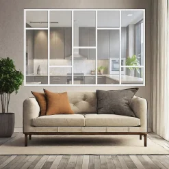 MySystem Verrière Loft 5 sections - L x H : 200 x 150 cm - Laqué blanc 9003 granité - vitrages inclus- Verrière