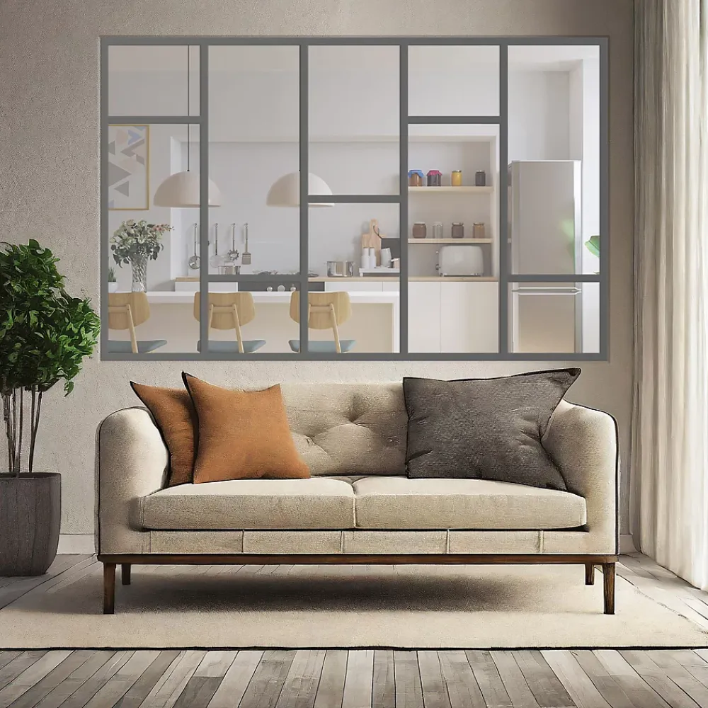 MySystem Verrière<Verrière Loft 5 sections - L x H : 160 x 150 cm - Laqué gris 7016 granité - vitrages inclus